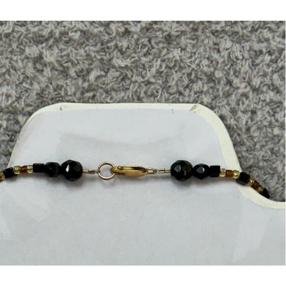 Vintage Brown Gold Art Glass Statement Necklace 16" #65106 - Picture 4 of 6